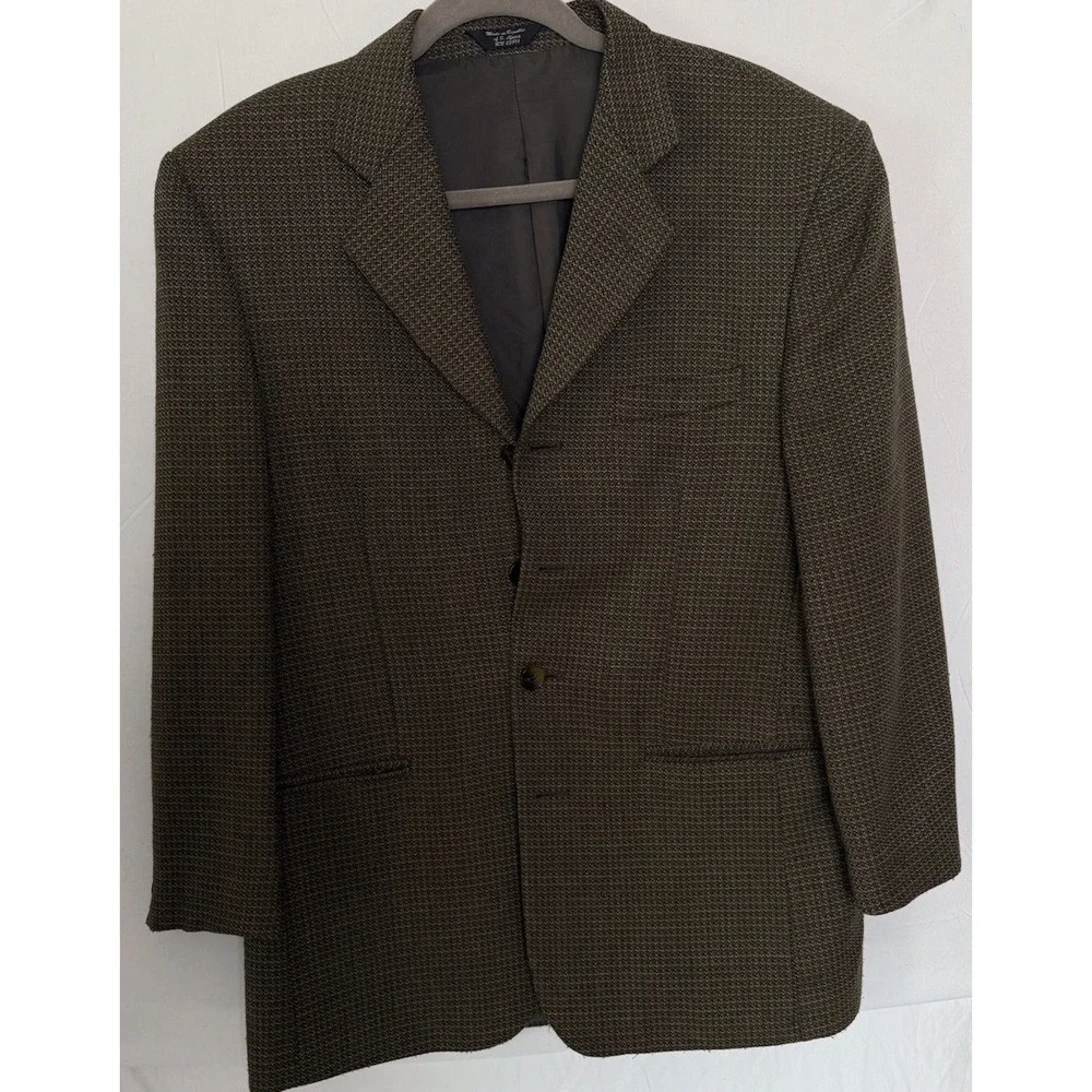 Vintage Men's Bob Mackie Classic Wool Blend Blazer Brown 42 90's USA Houndstooth